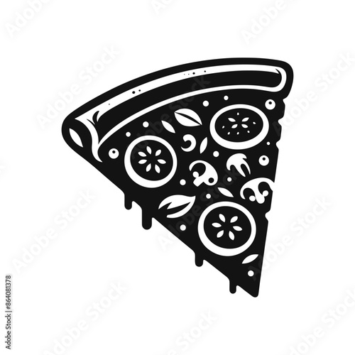 Stylized Pizza Slice Vector with Pepperoni and Melting Cheese - Great for Menu Graphics, Food Icons, and Restaurant Logos