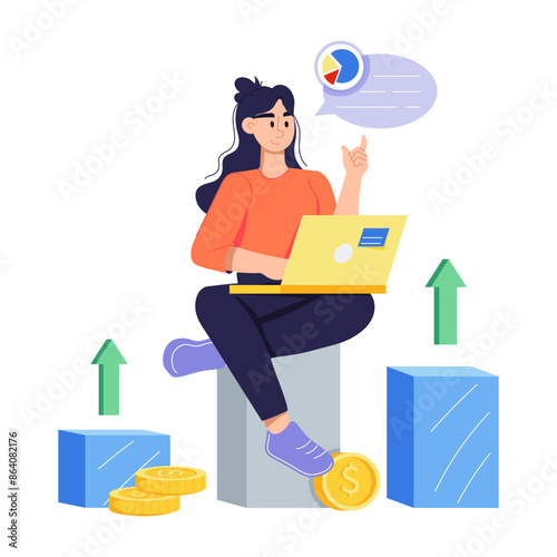 A flat illustration denoting online sales analysis expert 