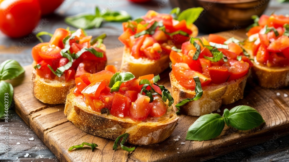 Easy-to-make bruschetta with tomatoes is a great snack or appetizer. It's also a good source of nutrients. You can serve it at a party or buffet Easy-to-make bruschetta with tomatoes is a great snack or appetizer. It's also a good source of nutrients. You can serve it at a party or buffet