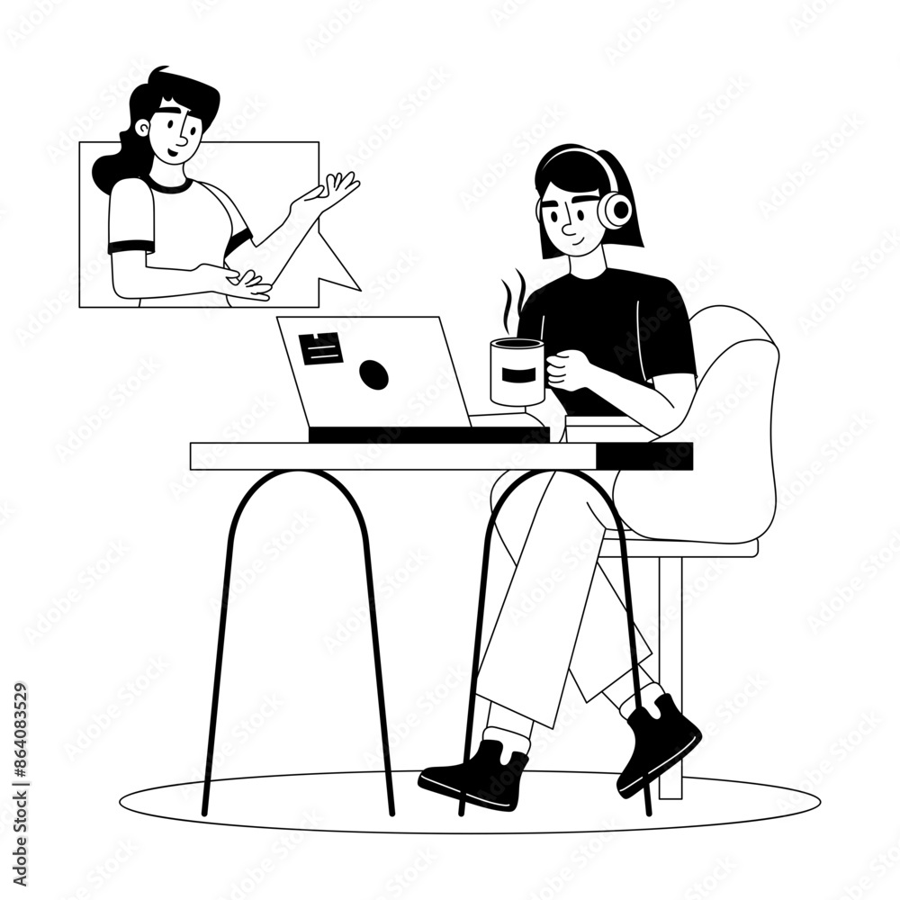 Online client support illustration in glyph style Online client support illustration in glyph style