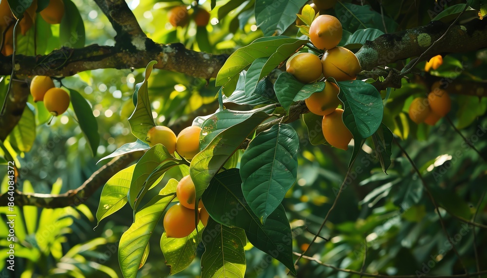 Lush tree with chempedak, tropical and exotic, rich in flavor, Lush tree with chempedak, tropical and exotic, rich in flavor,