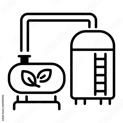 A line style icon denoting biofuel refinery 