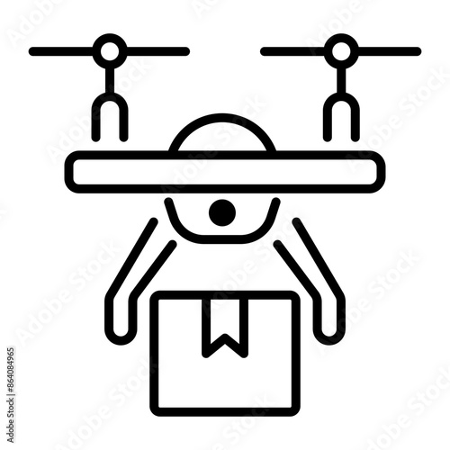 An icon of drone delivery in outline style 