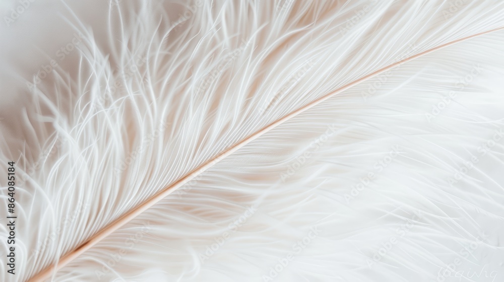 Fototapeta premium Abstract macro shot of feather-like plant details, soft natural light highlighting intricate textures, high contrast, sharp focus on delicate structures, showcasing natural beauty