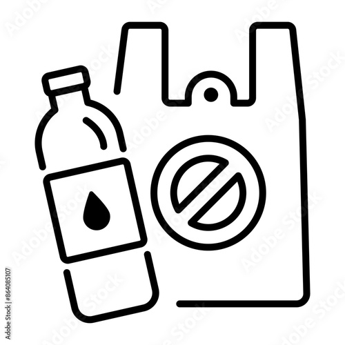 A line style icon of no plastic material 