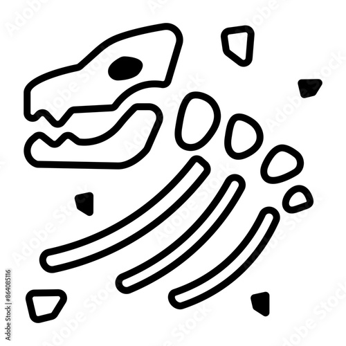 Line style icon of dinosaur fossils 