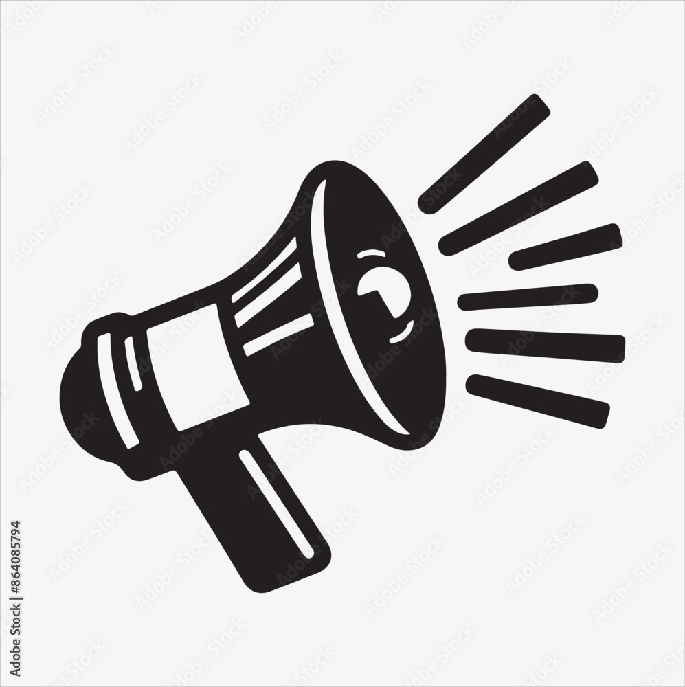 megaphone vector silhouette on White Background megaphone vector silhouette on White Background