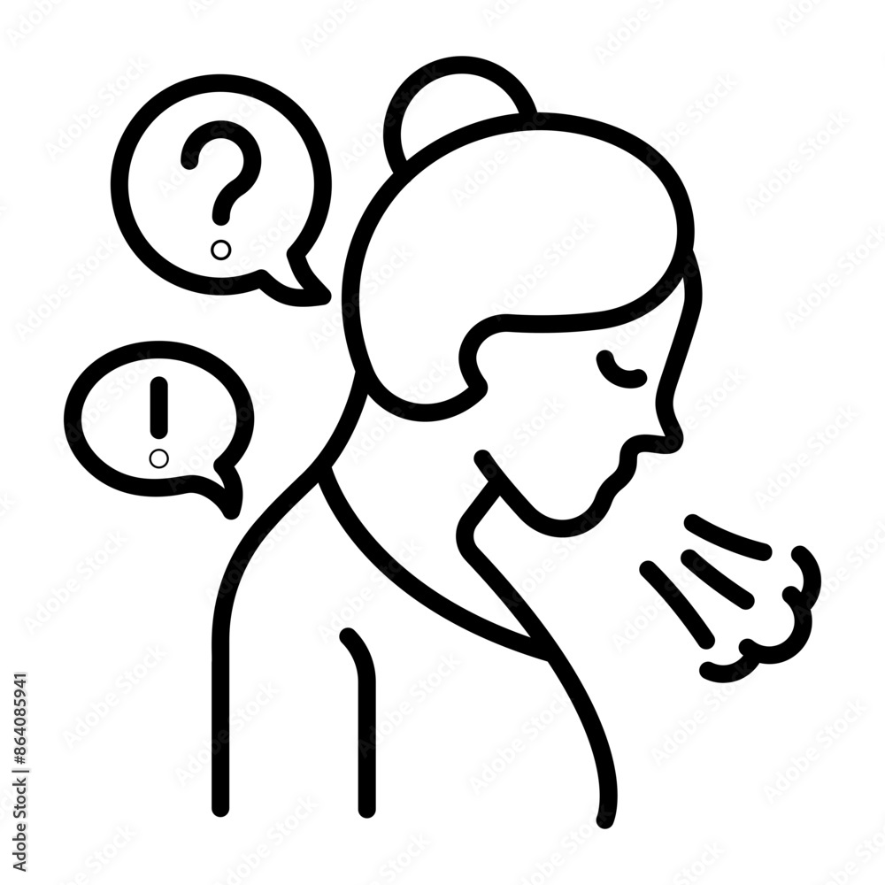 An outline icon showing a person with confuse mind An outline icon showing a person with confuse mind