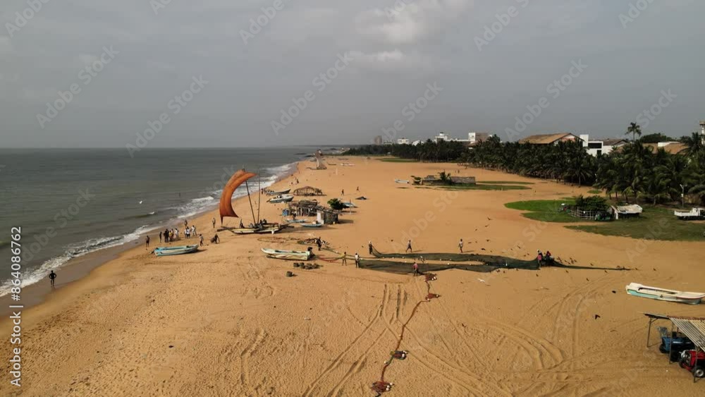 The aerial view of the coast in Negombo, Sri Lanka The aerial view of the coast in Negombo, Sri Lanka
