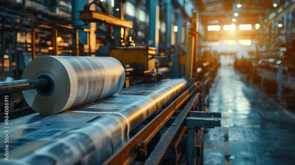 Industrial Printing Press in Operation Industrial Printing Press in Operation