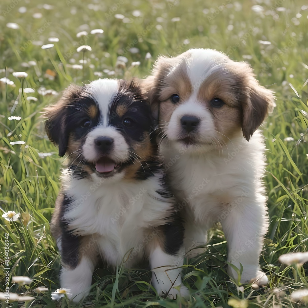 two dogs sitting on the grass two dogs sitting on the grass
