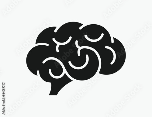 Human brain vector black silhouette icon