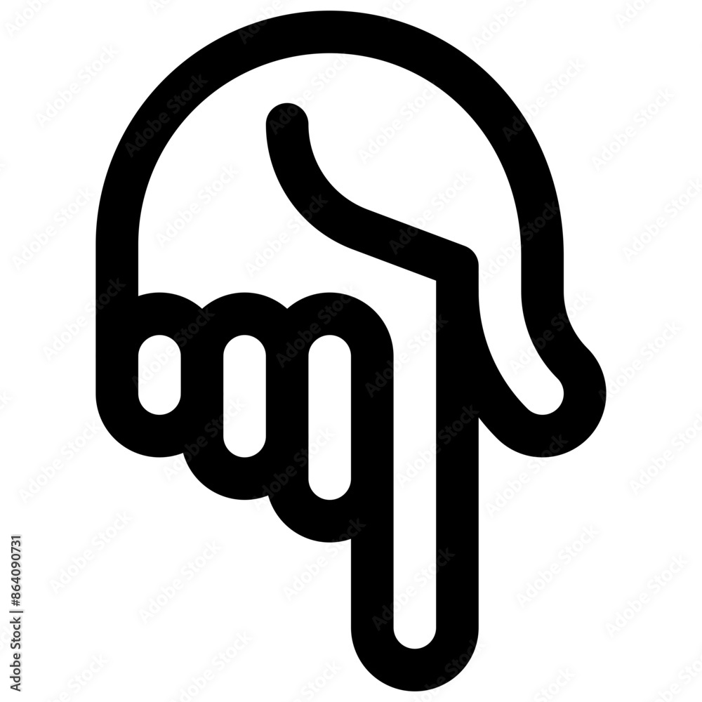 Hand pointing down. Editable stroke vector icon.