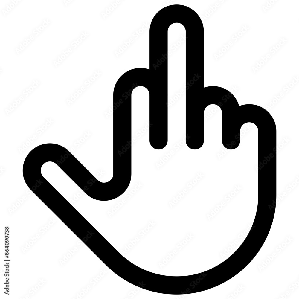Middle finger. Editable stroke vector icon. Middle finger. Editable stroke vector icon.