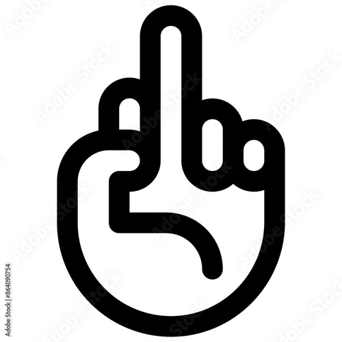 Middle finger. Editable stroke vector icon.