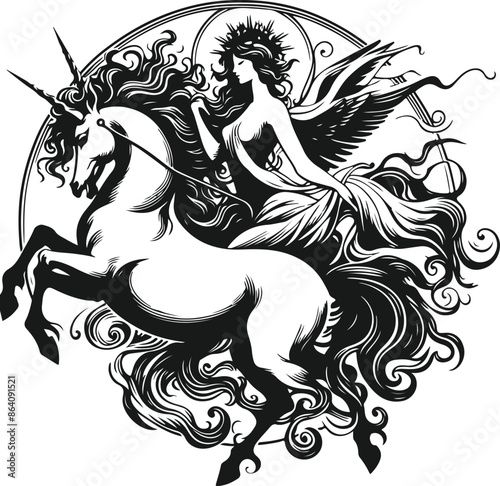  mythical beauty xana vector silhouette  white background