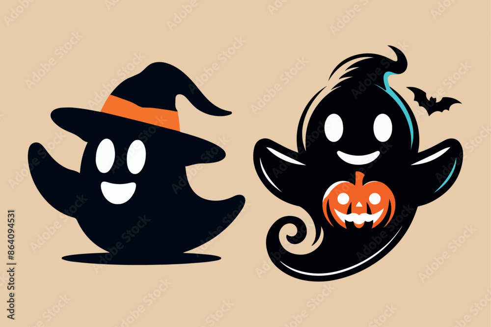 Fototapeta premium Halloween Spooky boo. Ghost icon.