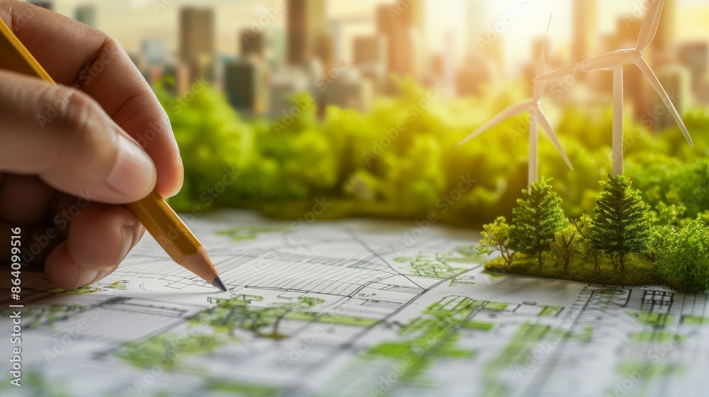 Sustainable Urban Planning in Detailed Illustration Sustainable Urban Planning in Detailed Illustration