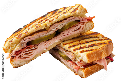 Delicious looking cuban sandwiches. Transparent background, cut out.