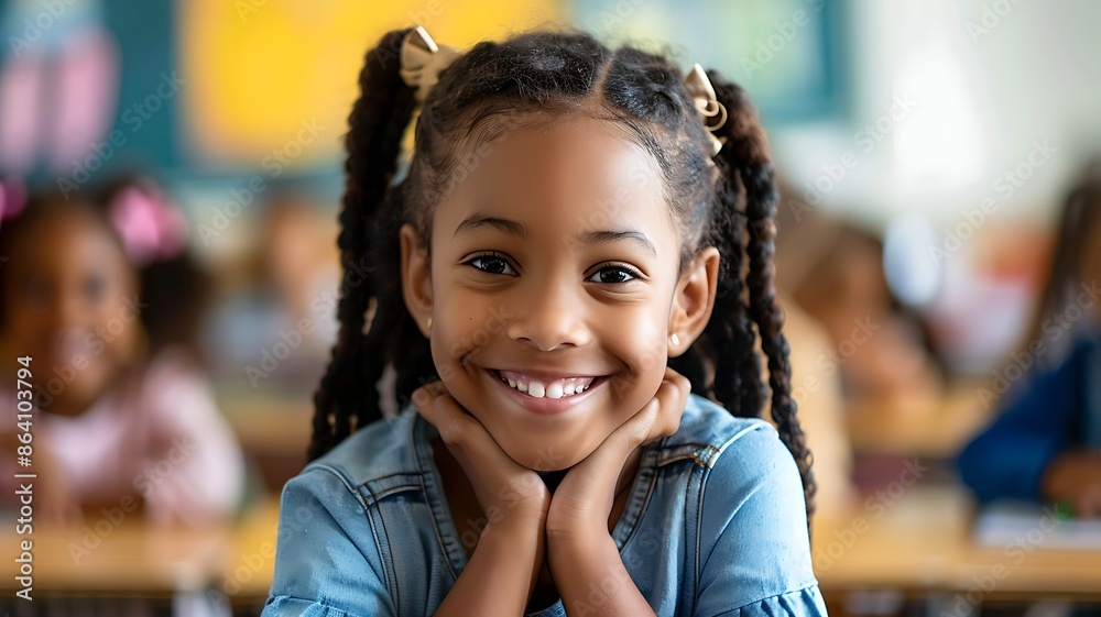 A little girl is smiling at school A little girl is smiling at school