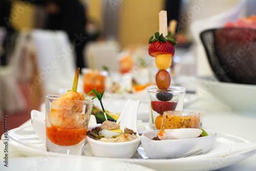 Buffet meals in luxury hotels often include a variety of food options from all over the world.   
