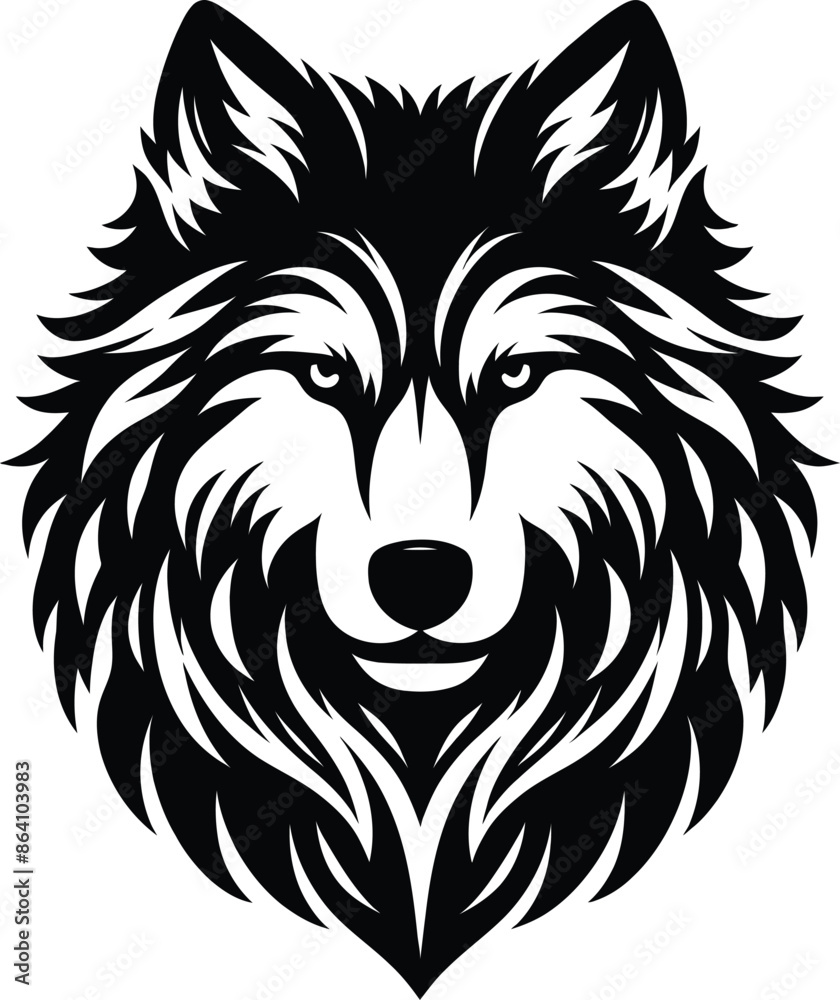 Obraz premium Wolf silhouette vector art in illustration