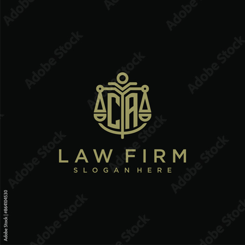 CA initial monogram logo for lawfirm with scale vector design