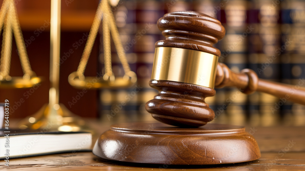 Photo of a judge's gavel to make a fair legislative decision in a criminal case in courtroom close up Photo of a judge's gavel to make a fair legislative decision in a criminal case in courtroom close up