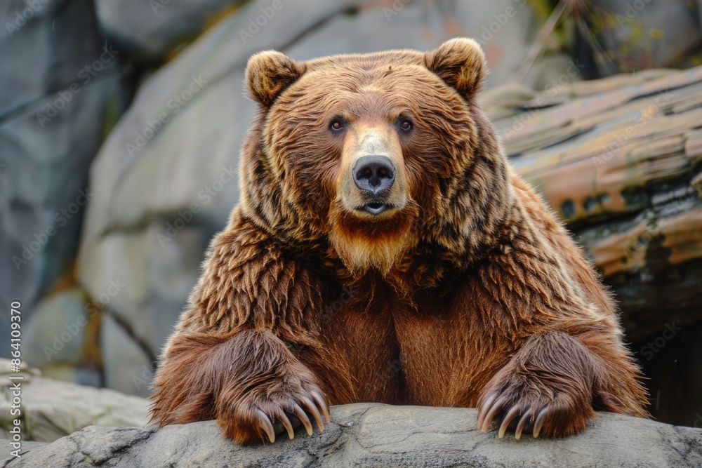 Bear Sitting. Grizzly Brown Bear with Sharp Claws in the Wild Bear Sitting. Grizzly Brown Bear with Sharp Claws in the Wild