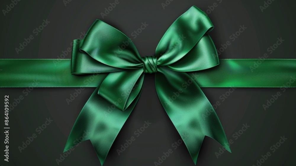 Gift Bow Green. Christmas and Birthday Green Bow and Ribbon Holiday Decoration Gift Bow Green. Christmas and Birthday Green Bow and Ribbon Holiday Decoration