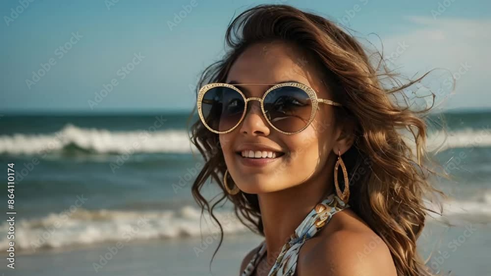Beautiful Brazilian girl on the beach of Rio de Janeiro Brazil