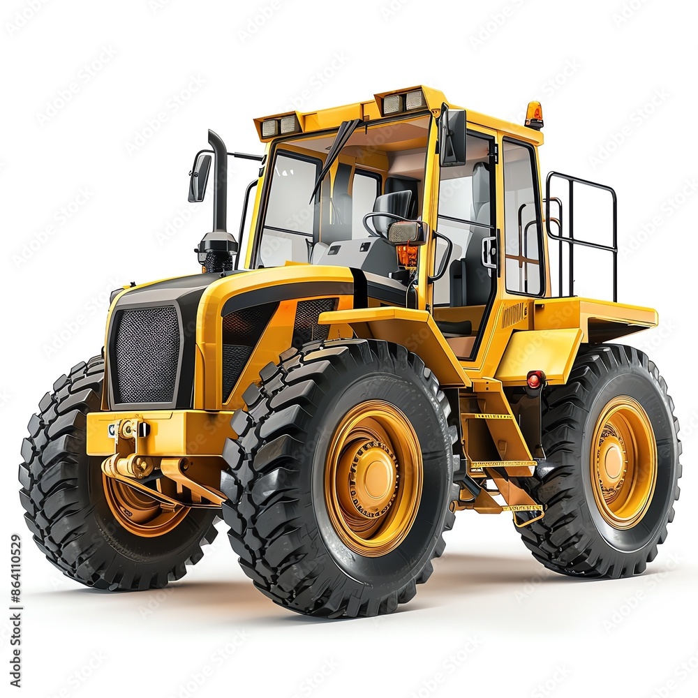 Articulated wheel loader, isolated on white, showing joint mechanism Articulated wheel loader, isolated on white, showing joint mechanism