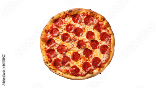 Tasty pizza cutout. Isolated pepperoni pizza on transparent background
