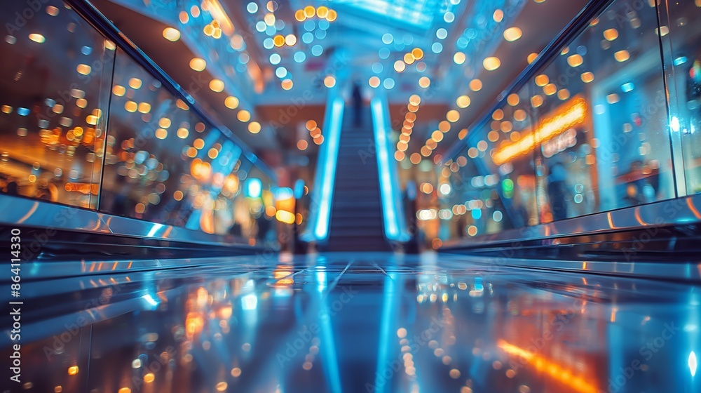 Vibrant Evening in a Modern Shopping Mall with Bright Lights Vibrant Evening in a Modern Shopping Mall with Bright Lights