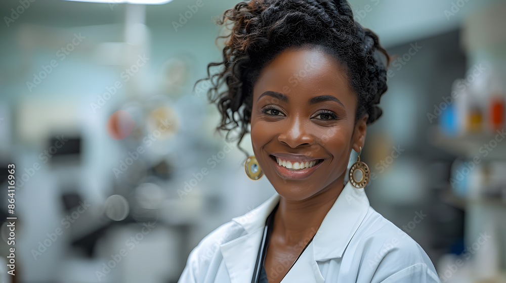 Portrait of female African American doctor standing Portrait of female African American doctor standing
