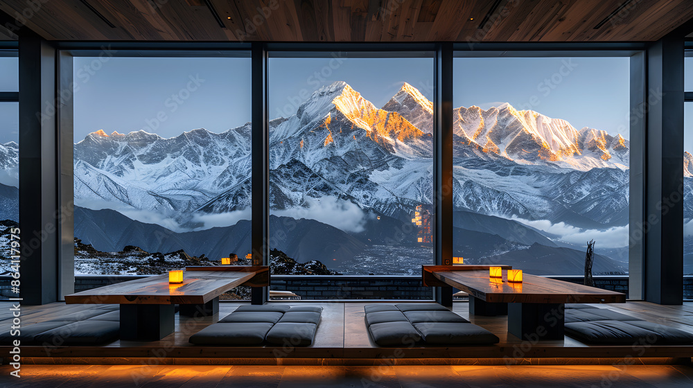 Fototapeta premium mountain view from the window in the morning