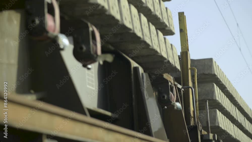 Close-up view of train signal equipment mounted on a weathered bridge Close-up view of train signal equipment mounted on a weathered bridge