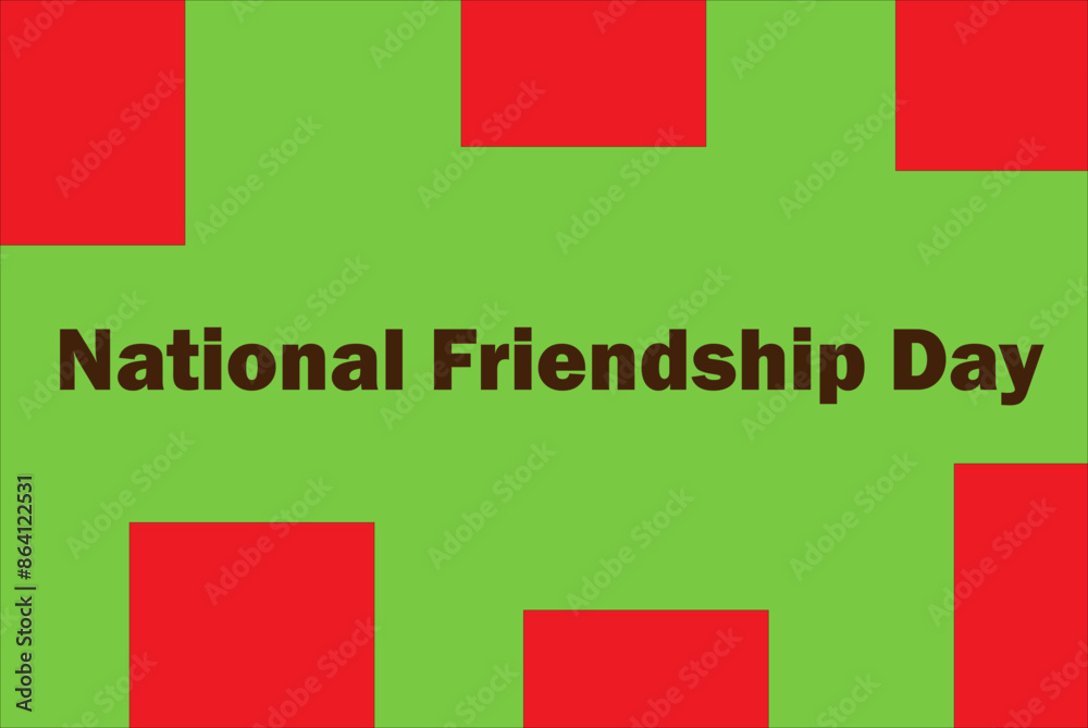 Fototapeta premium red squares on a green background text national friendship day,