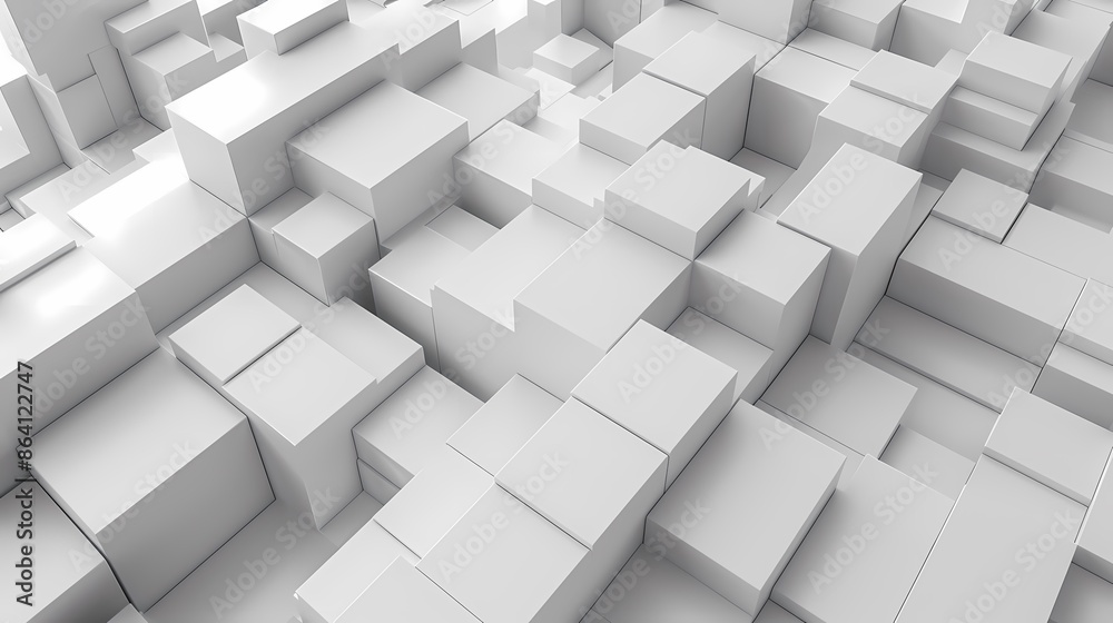 3D abstract background showcasing a grid of extruded blocks and prisms, with varying heights and depths to create a sense of rhythm and structure, using a monochromatic or duotone color scheme 3D abstract background showcasing a grid of extruded blocks and prisms, with varying heights and depths to create a sense of rhythm and structure, using a monochromatic or duotone color scheme
