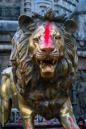 Lion statue, Kamakhya Temple, Guwahati, Assam, India, Asia photo