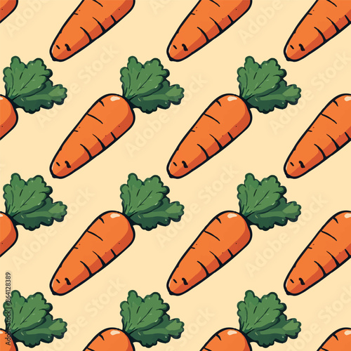 Seamless rustic autumn harvest carrot vegetable pattern for seasonal designs on creamy background