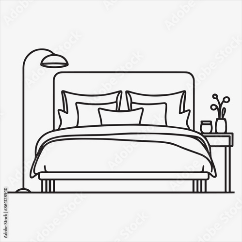 bed vector silhouette art illustration on a White Background