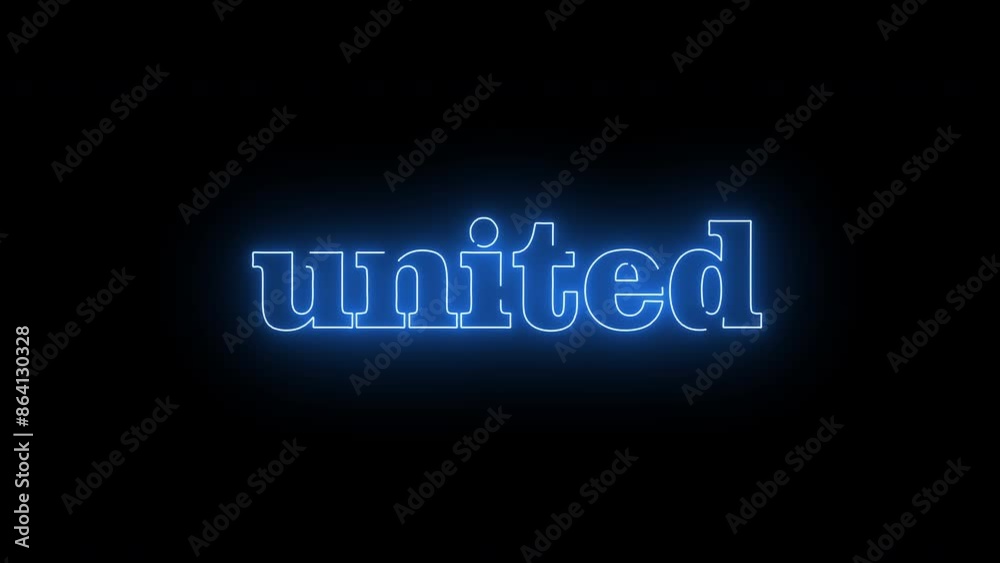 the word UNITED with a rotating blue saber effect