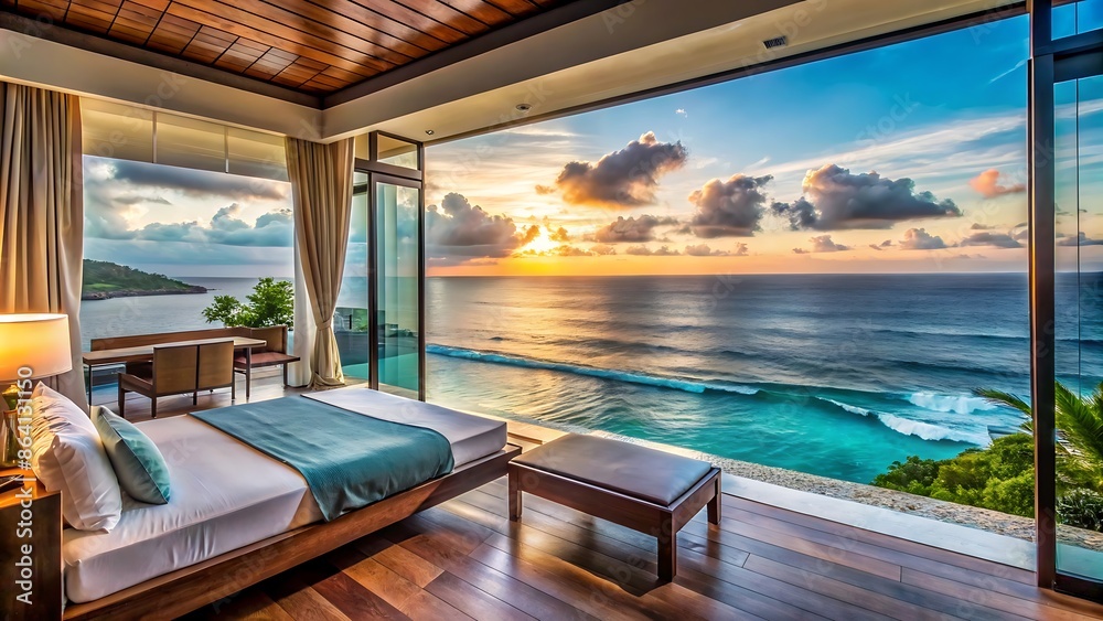 Luxurious Bedroom with Ocean View. Luxurious Bedroom with Ocean View.
