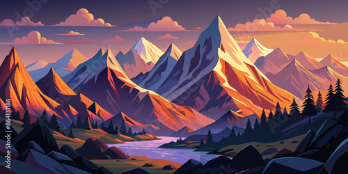 Curvy Mountain Drive Rural Adventure Through Summer Forest and Countryside Sunset