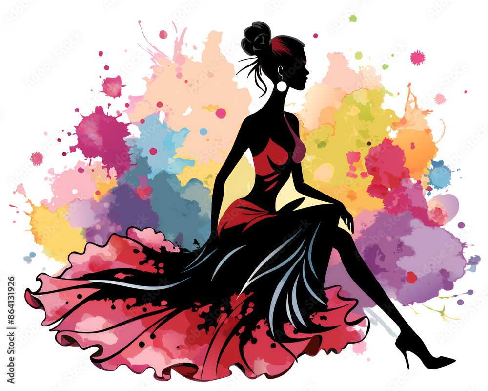 vector illustration of a beautiful female model in a dress with a flower vector illustration of a beautiful female model in a dress with a flower
