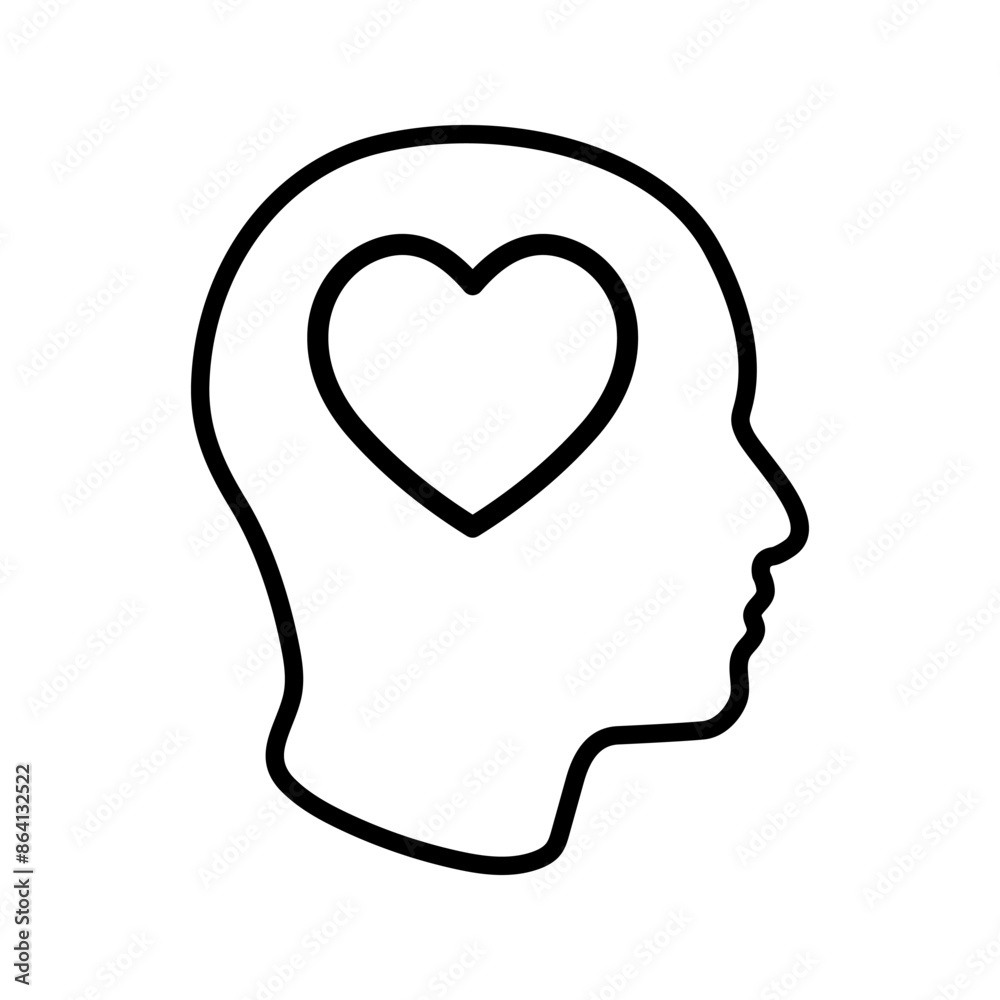 Head heart icon. sign for mobile concept and web design color editable Head heart icon. sign for mobile concept and web design color editable