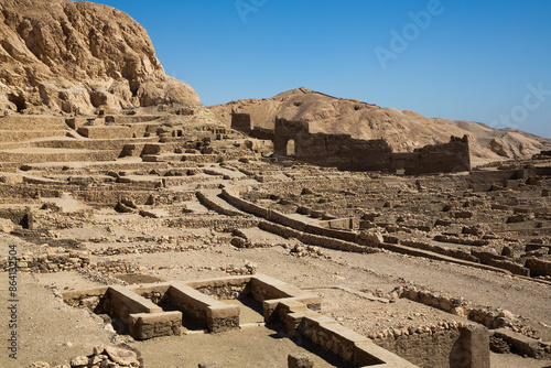 Ruins of Workmen's Village, Deir el-Medina, Ancient Thebes, UNESCO World Heritage Site, Luxor, Egypt, North Africa, Africa photo