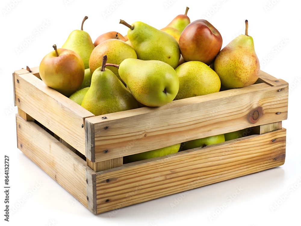 Fresh Pears and Apples in Wooden Crate. Fresh Pears and Apples in Wooden Crate.