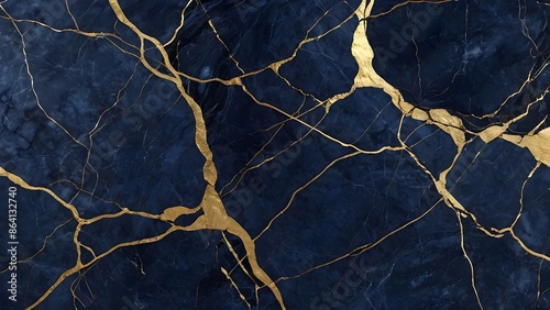 Wallpaper Mural Elegant dark blue marble with gold veins, refined background for luxury decorations Torontodigital.ca